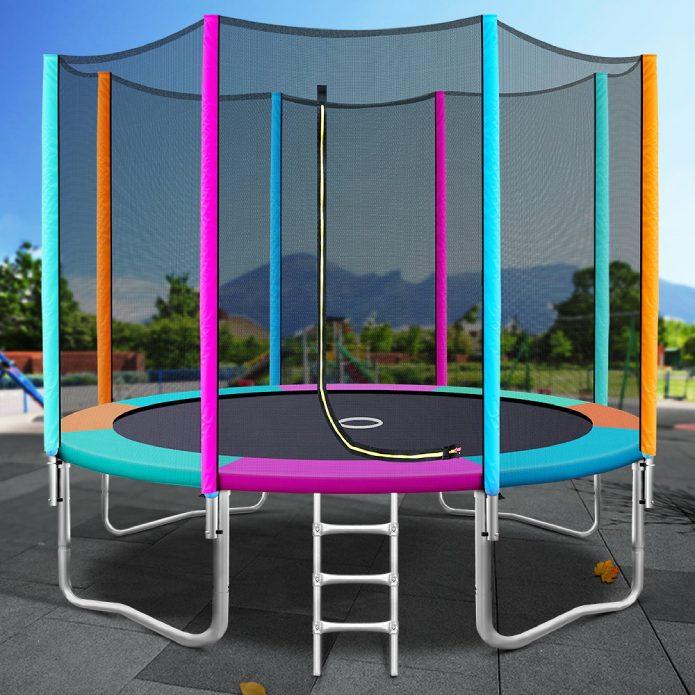 Round Trampoline Kids Safety Net Enclosure Pad Outdoor Gift Multi-coloured