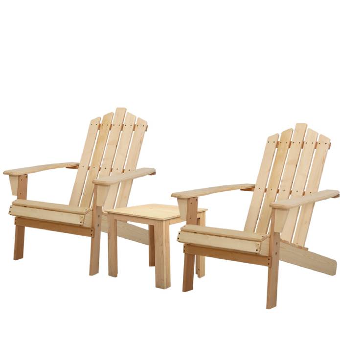 Gardeon Outdoor Sun Lounge Beach Chairs Table Setting Wooden Adirondack Patio Chair Natural Wood