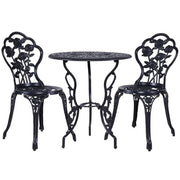 Gardeon Outdoor Furniture Chairs Table 3pc Aluminium Bistro Black