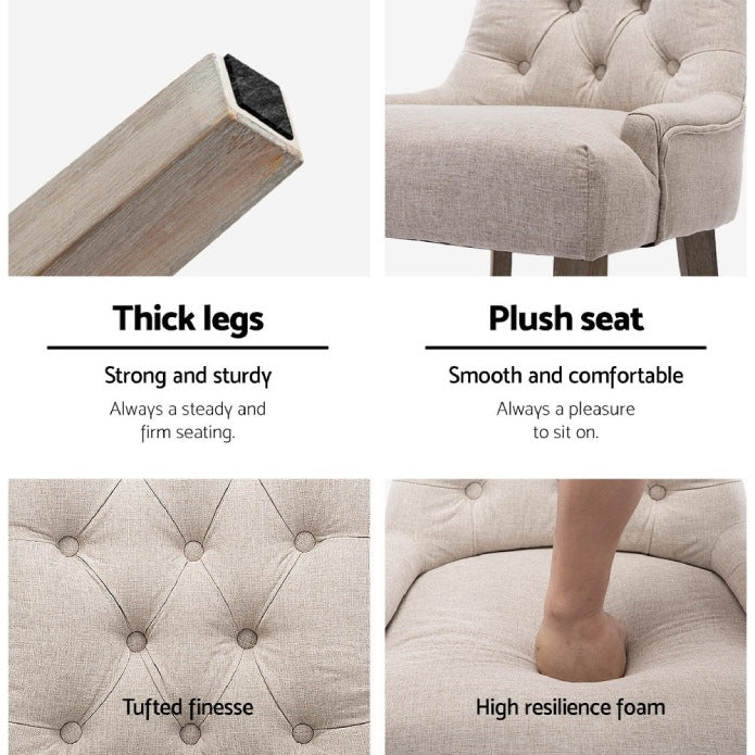 Artiss Set of 2 Dining Chair CAYES French Provincial Chairs Wooden Fabric Retro Cafe