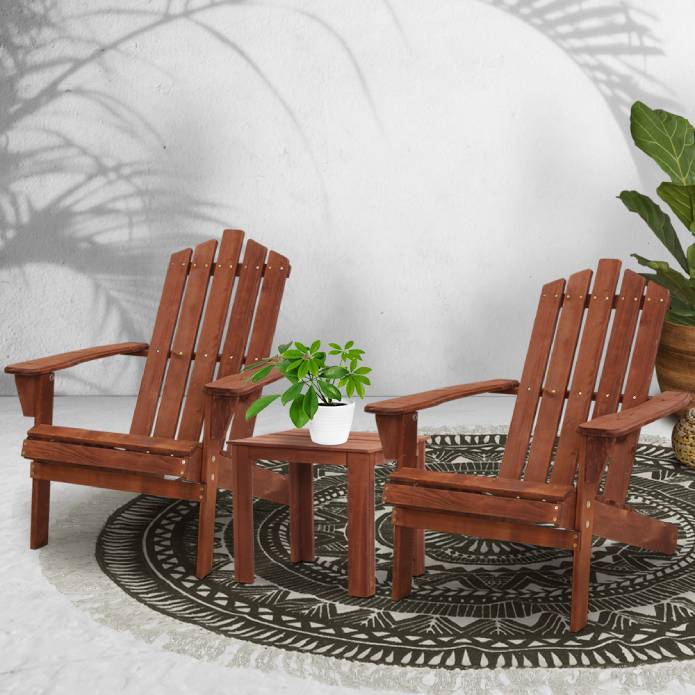 Gardeon Outdoor Sun Lounge Beach Chairs Table Setting Wooden Adirondack Patio Chair