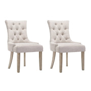 Artiss Set of 2 Dining Chair CAYES French Provincial Chairs Wooden Fabric Retro Cafe Beige