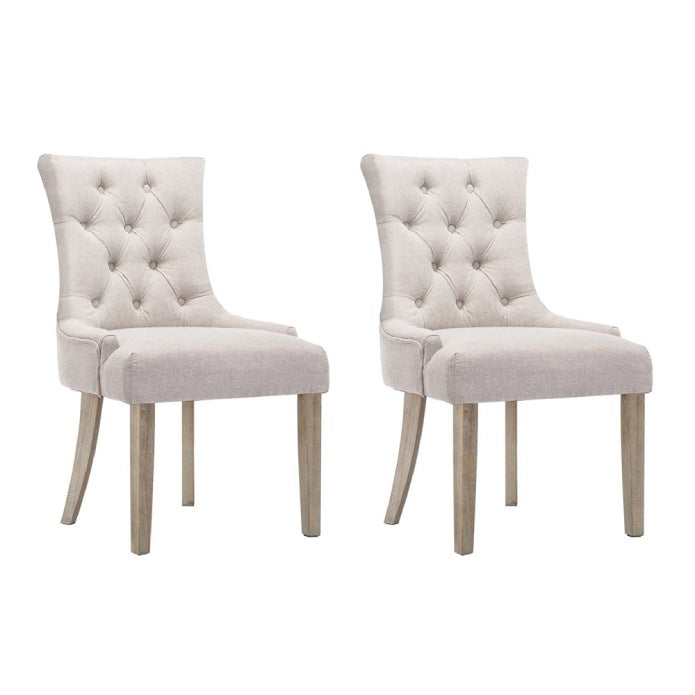 Artiss Set of 2 Dining Chair CAYES French Provincial Chairs Wooden Fabric Retro Cafe