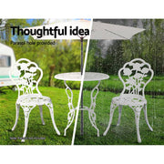 Gardeon Outdoor Furniture Chairs Table 3pc Aluminium Bistro