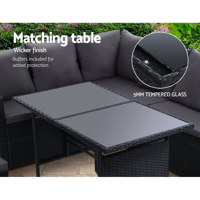 Gardeon Outdoor Furniture Dining Setting Sofa Set Wicker 9 Seater Storage Cover
