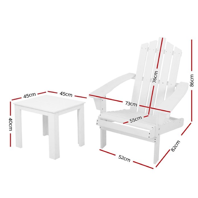 Gardeon Outdoor Sun Lounge Beach Chairs Table Setting Wooden Adirondack Patio Chair
