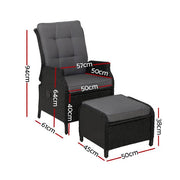 Gardeon Recliner Chair Sun lounge Setting Outdoor Furniture Patio Wicker Sofa