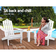 Gardeon Outdoor Sun Lounge Beach Chairs Table Setting Wooden Adirondack Patio Chair
