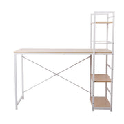 Artiss Metal Study Computer Desk with Shelves - White with Oak Top