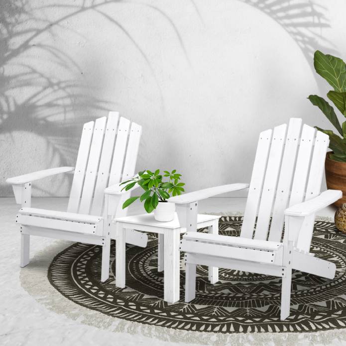 Gardeon Outdoor Sun Lounge Beach Chairs Table Setting Wooden Adirondack Patio Chair