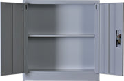 Two-Door Shelf Office Gym Filing Storage Locker Cabinet Safe- Grey