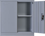 Two-Door Shelf Office Gym Filing Storage Locker Cabinet Safe- Grey