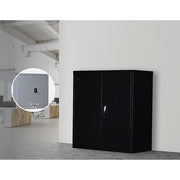 Two-Door Shelf Office Gym Filing Storage Locker Cabinet Safe- Black
