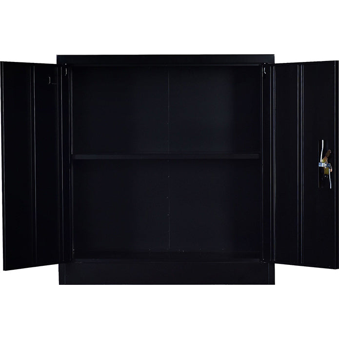 Two-Door Shelf Office Gym Filing Storage Locker Cabinet Safe- Black 90 x 85 x 40 cm