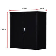 Two-Door Shelf Office Gym Filing Storage Locker Cabinet Safe- Black