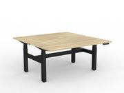 Agile Double Motor Electric Shared Desk 1500mm x 750mm Natural Oak Black Powdercoat