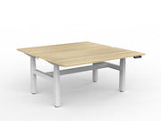 Agile Double Motor Electric Shared Desk 1500mm x 750mm Natural Oak White Powdercoat