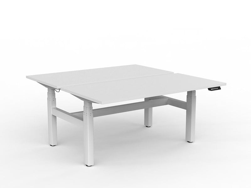 Agile Double Motor Electric Shared Desk 1500mm x 750mm White White Powdercoat