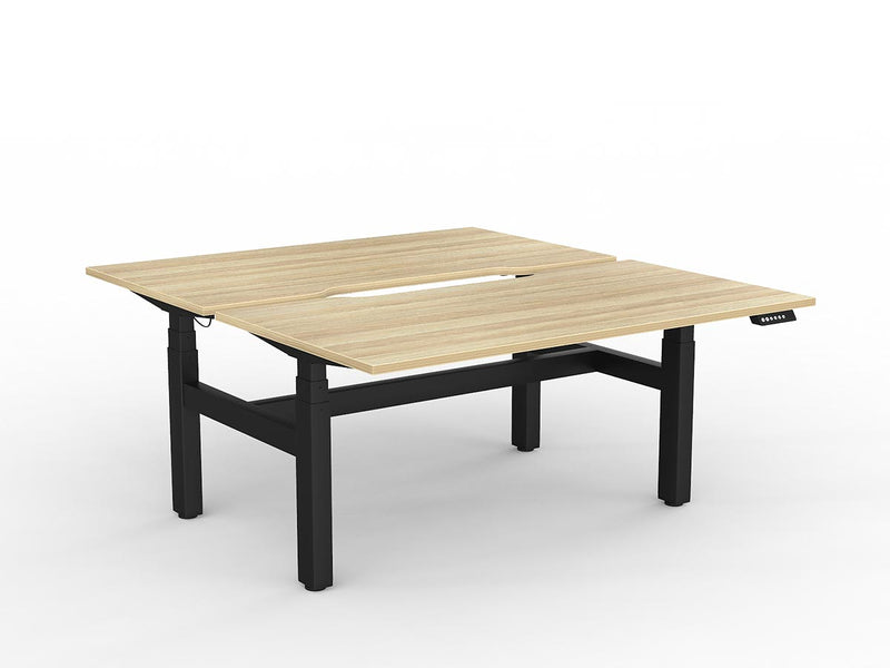 Agile Double Motor Electric Shared Desk 1500mm x 800mm Natural Oak Black Powdercoat