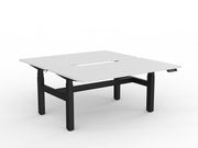 Agile Double Motor Electric Shared Desk 1500mm x 800mm White Black Powdercoat