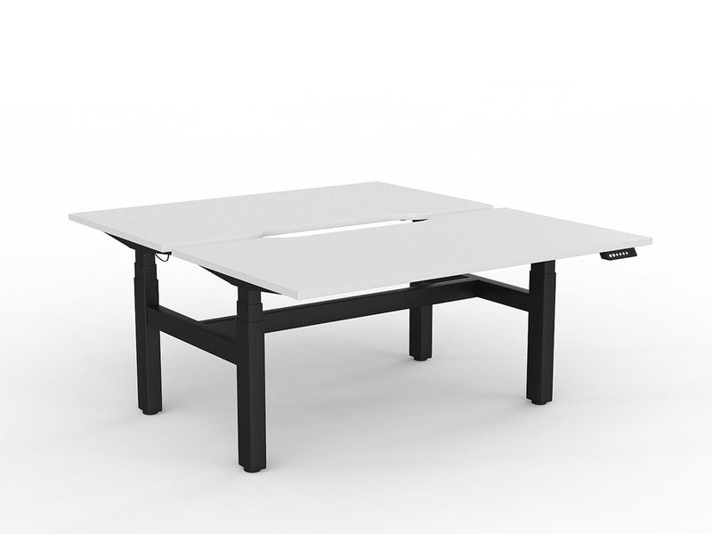 Agile Double Motor Electric Shared Desk 1500mm x 800mm White Black Powdercoat