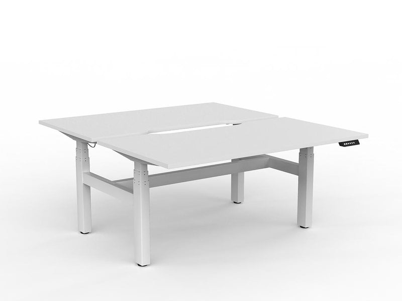 Agile Double Motor Electric Shared Desk 1500mm x 800mm White White Powdercoat