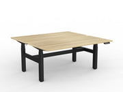 Agile Double Motor Electric Shared Desk 1600mm x 750mm Natural Oak Black Powdercoat