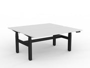 Agile Double Motor Electric Shared Desk 1600mm x 750mm White Black Powdercoat