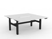 Agile Double Motor Electric Shared Desk 1600mm x 800mm White Black Powdercoat