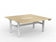 Agile Double Motor Electric Shared Desk 1600mm x 800mm Natural Oak White Powdercoat