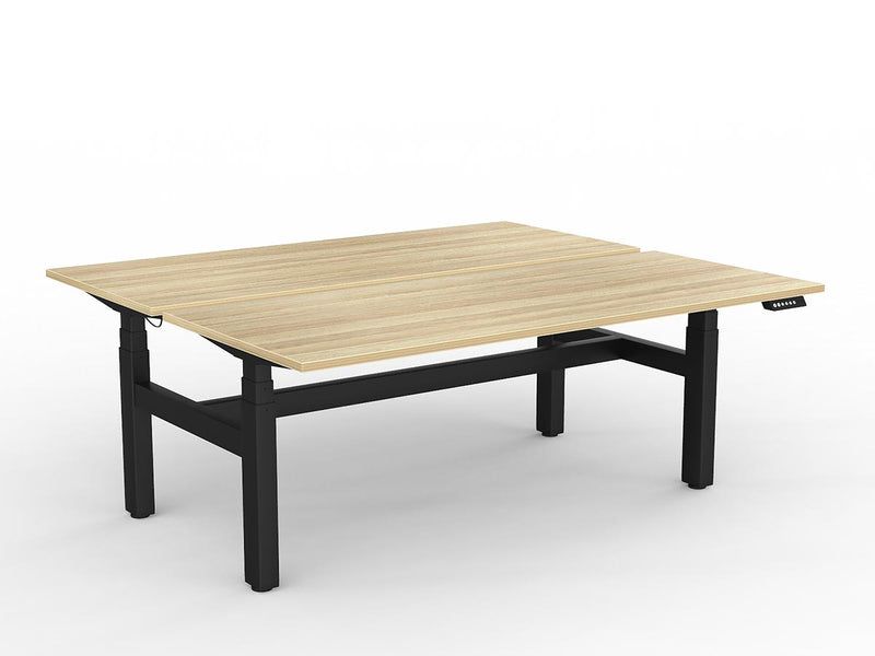 Agile Double Motor Electric Shared Desk 1800mm x 750mm Natural Oak Black Powdercoat
