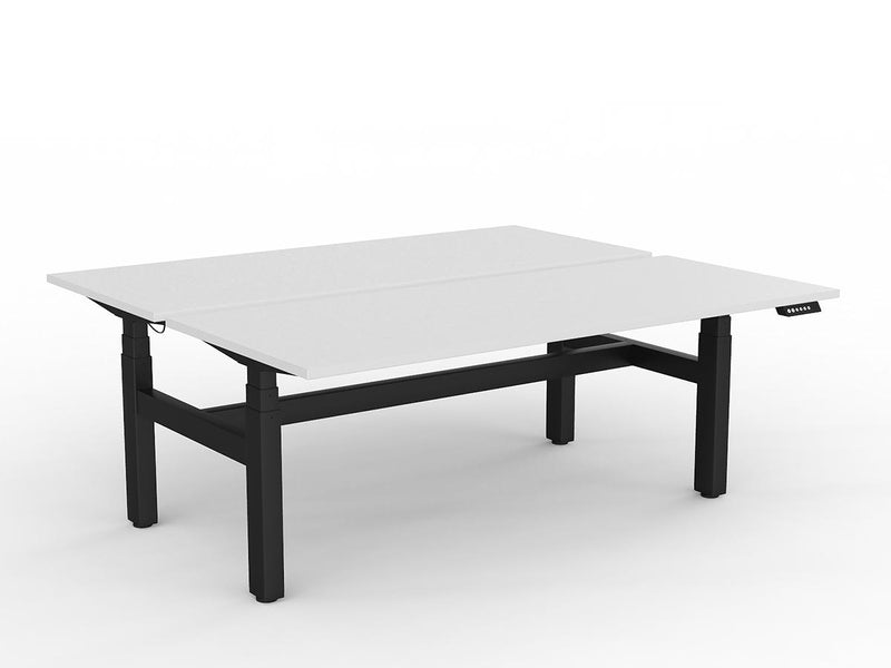 Agile Double Motor Electric Shared Desk 1800mm x 750mm White Black Powdercoat
