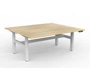 Agile Double Motor Electric Shared Desk 1800mm x 750mm Natural Oak White Powdercoat