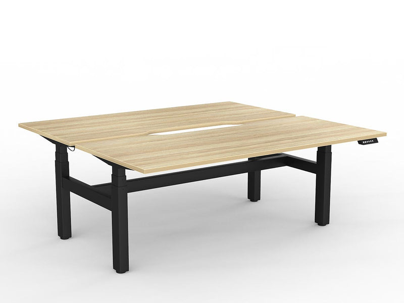 Agile Double Motor Electric Shared Desk 1800mm x 800mm Natural Oak Black Powdercoat