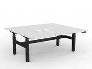 Agile Double Motor Electric Shared Desk 1800mm x 800mm White Black Powdercoat