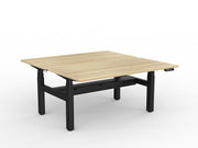 Agile Double Motor Electric Shared Desk With Cable Tray 1500mm x 750mm Natural Oak Black Powdercoat