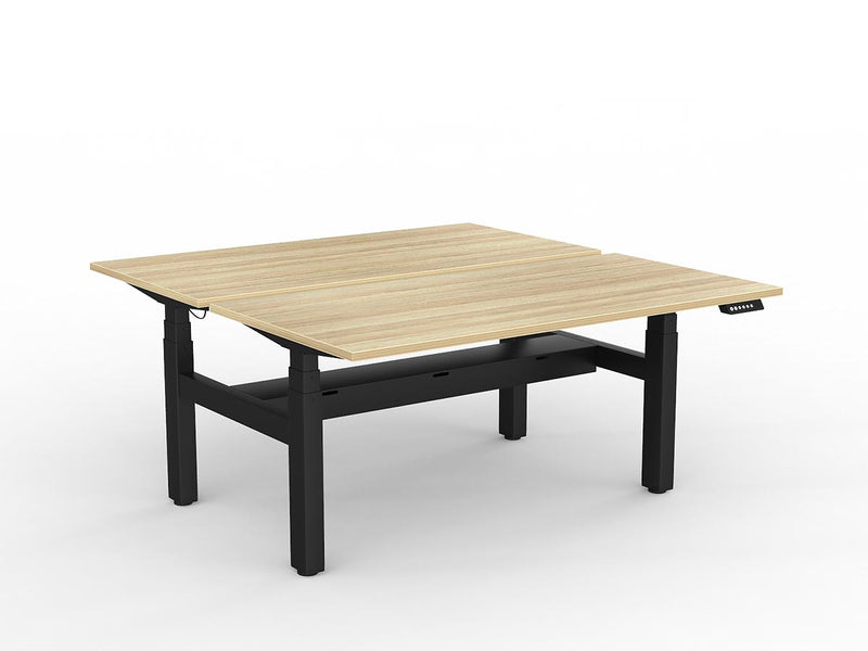 Agile Double Motor Electric Shared Desk With Cable Tray 1500mm x 750mm Natural Oak Black Powdercoat
