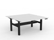 Agile Double Motor Electric Shared Desk With Cable Tray 1500mm x 750mm White Black Powdercoat