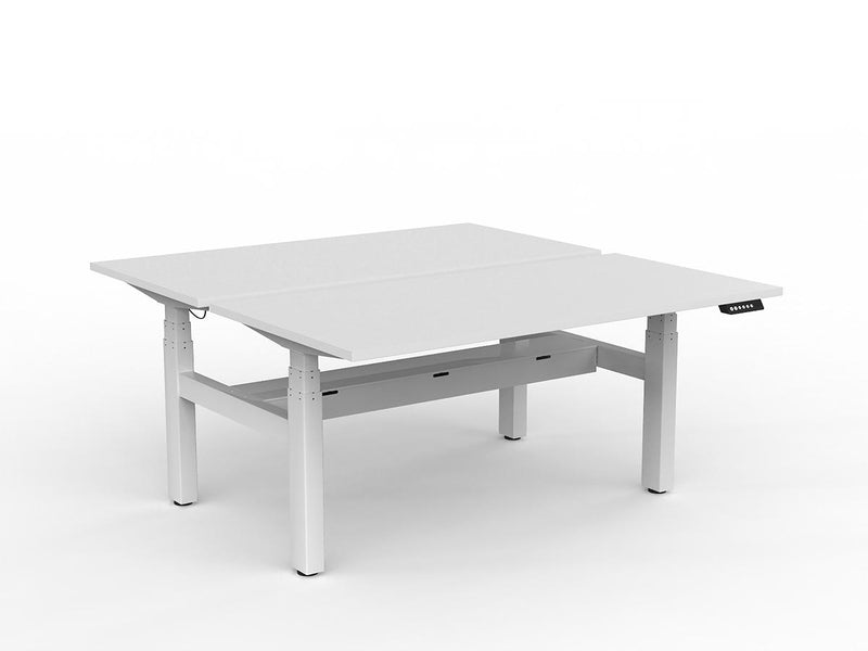 Agile Double Motor Electric Shared Desk With Cable Tray 1500mm x 750mm White White Powdercoat