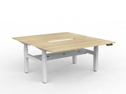 Agile Double Motor Electric Shared Desk With Cable Tray 1500mm x 800mm Natural Oak White Powdercoat