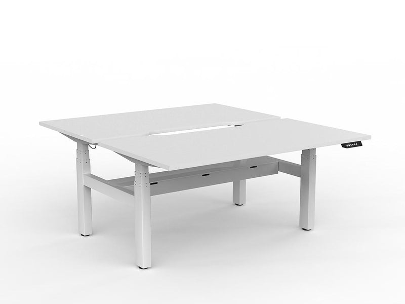 Agile Double Motor Electric Shared Desk With Cable Tray 1500mm x 800mm White White Powdercoat