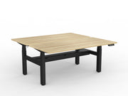 Agile Double Motor Electric Shared Desk With Cable Tray 1600mm x 750mm Natural Oak Black Powdercoat