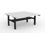 Agile Double Motor Electric Shared Desk With Cable Tray 1600mm x 750mm White Black Powdercoat