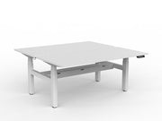 Agile Double Motor Electric Shared Desk With Cable Tray 1600mm x 750mm White White Powdercoat