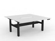 Agile Double Motor Electric Shared Desk With Cable Tray 1600mm x 800mm White Black Powdercoat