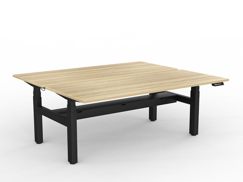 Agile Double Motor Electric Shared Desk With Cable Tray 1800mm x 750mm Natural Oak Black Powdercoat