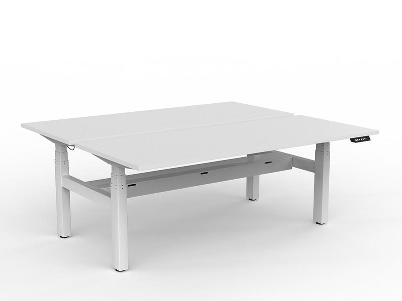 Agile Double Motor Electric Shared Desk With Cable Tray 1800mm x 750mm White White Powdercoat