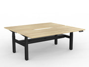 Agile Double Motor Electric Shared Desk With Cable Tray 1800mm x 800mm Natural Oak Black Powdercoat