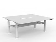 Agile Double Motor Electric Shared Desk With Cable Tray 1800mm x 800mm White White Powdercoat