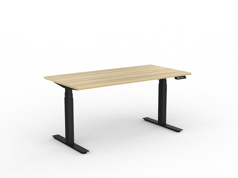 Agile Double Motor Electric Individual Desk 1500mm x 750mm Natural Oak Black Powdercoat